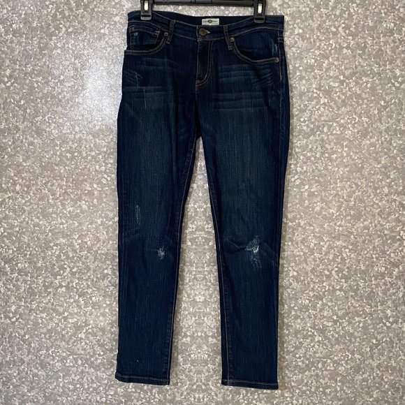 Fossil Slim Boyfriend Dark Wash Jeans Size 25 some distressing 5 pocket Casual - Picture 1 of 11